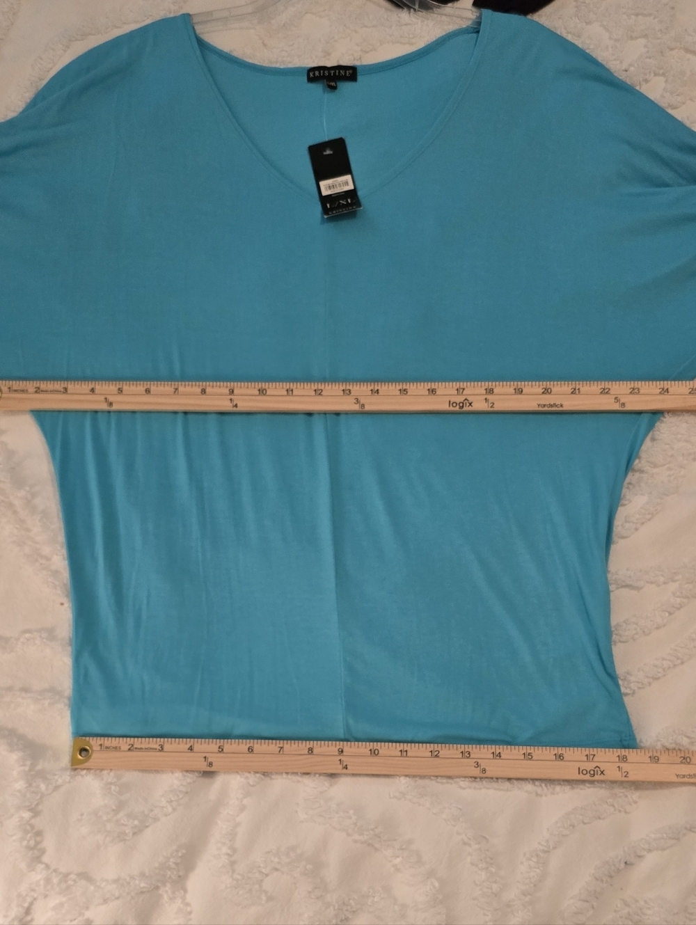 NWT Batwing Turquoise V-Neck Tie-Sleeve Womens Top - L/XL (310) - Picture 6 of 7